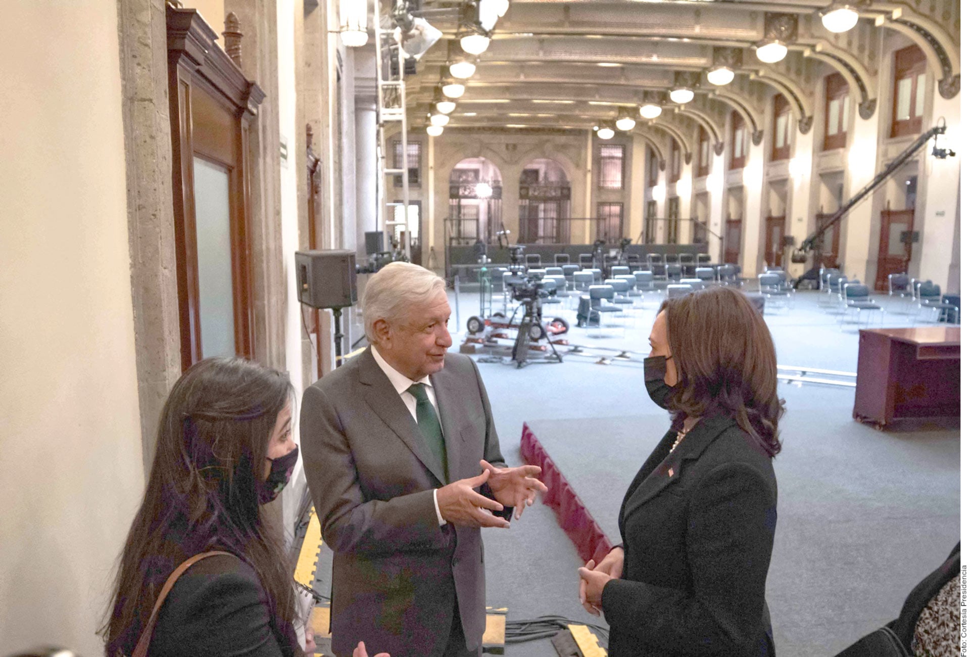 El presidente Andrés Manuel López Obrador y la vicepresidenta de EU, Kamala Harris, firmaron un memorándum de entendimiento. Agencia Reforma