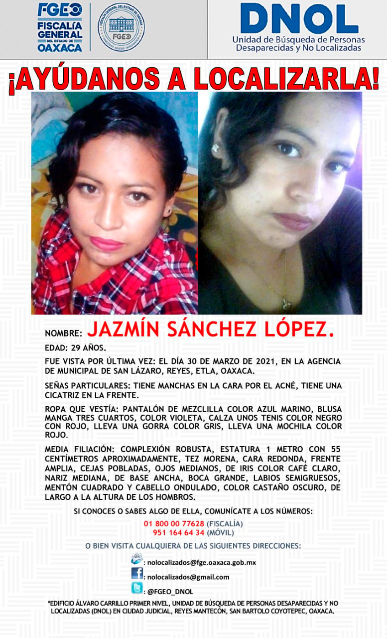 Jazmín no ha vuelto a casa.