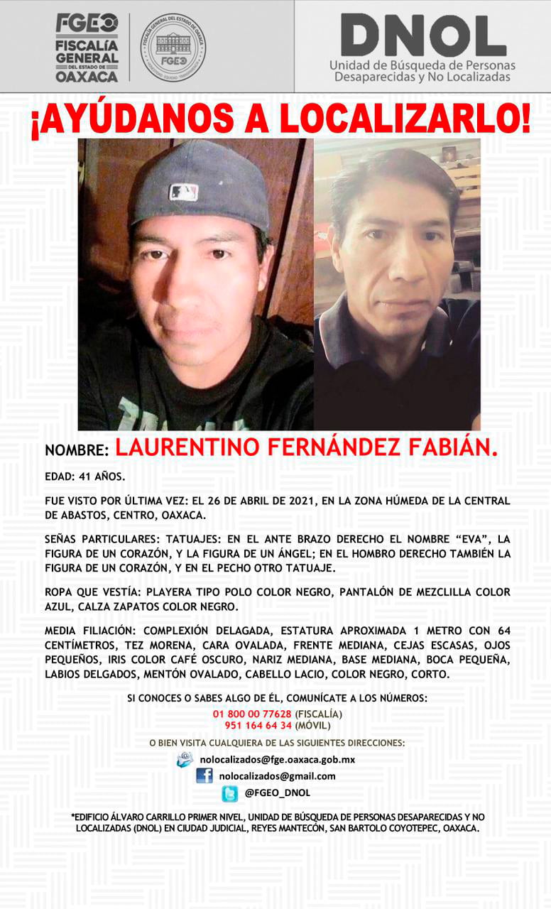 Laurentino se extravió en la central de abasto.