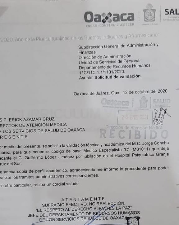 El documento, donde lo acusan de dar una plaza a su hermano.