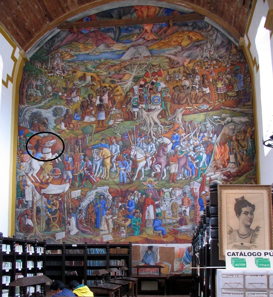 Mural al fresco en la Biblioteca Gertrudis Bocanegra (Juan O’Goodman) realizado entre 1941-1942.