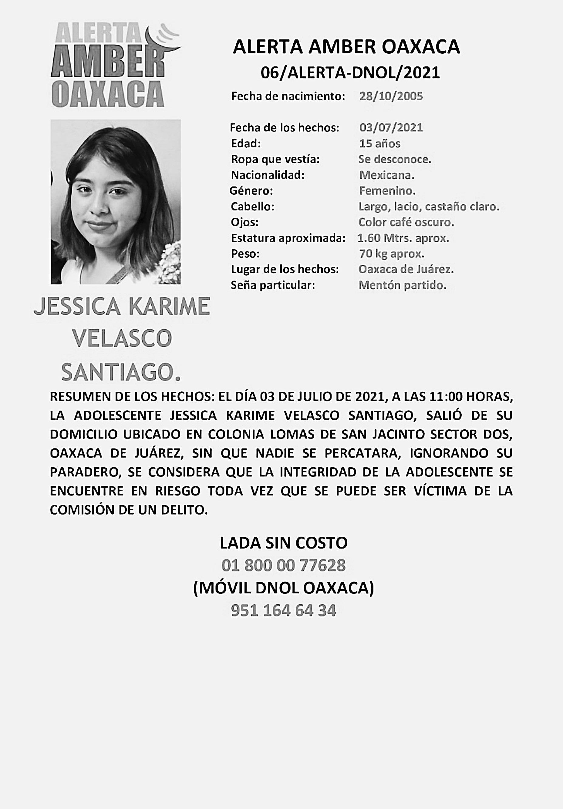 Se teme por la integridad física de Kessica Karime.