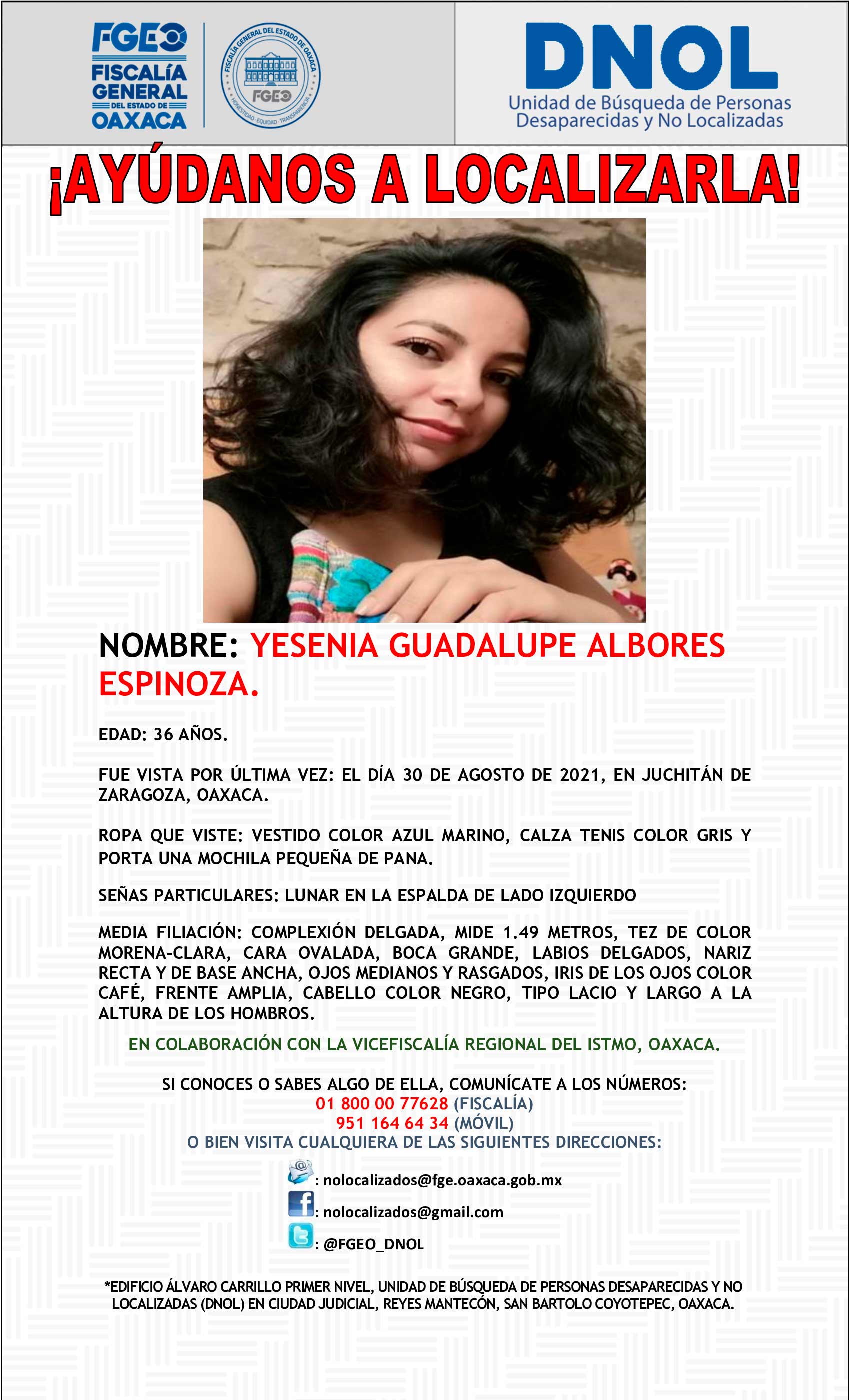 Yesenia Guadalupe tiene 26 años de edad.