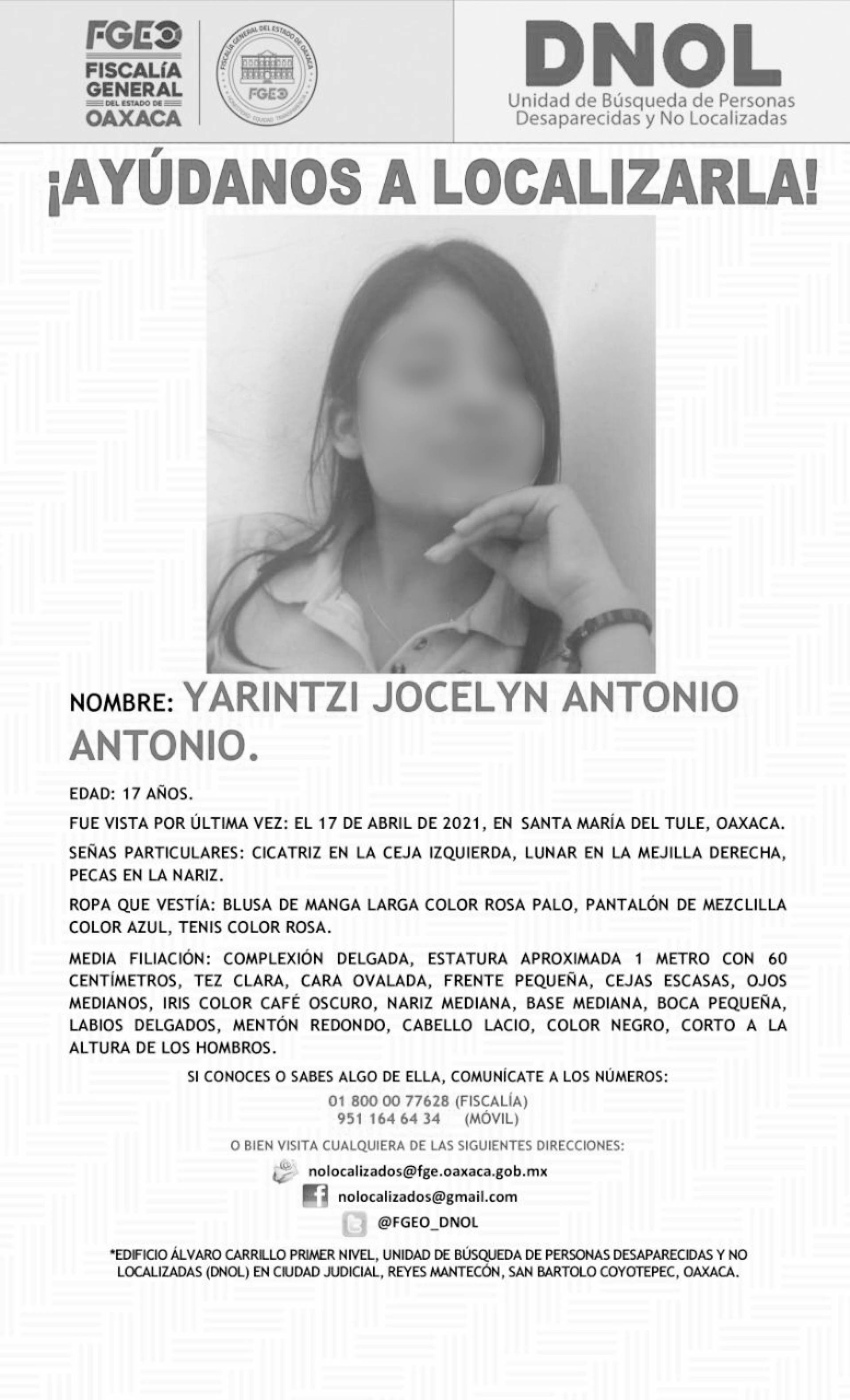 Yarintzi J. A. A., ya fue localizada por elementos de la AEI